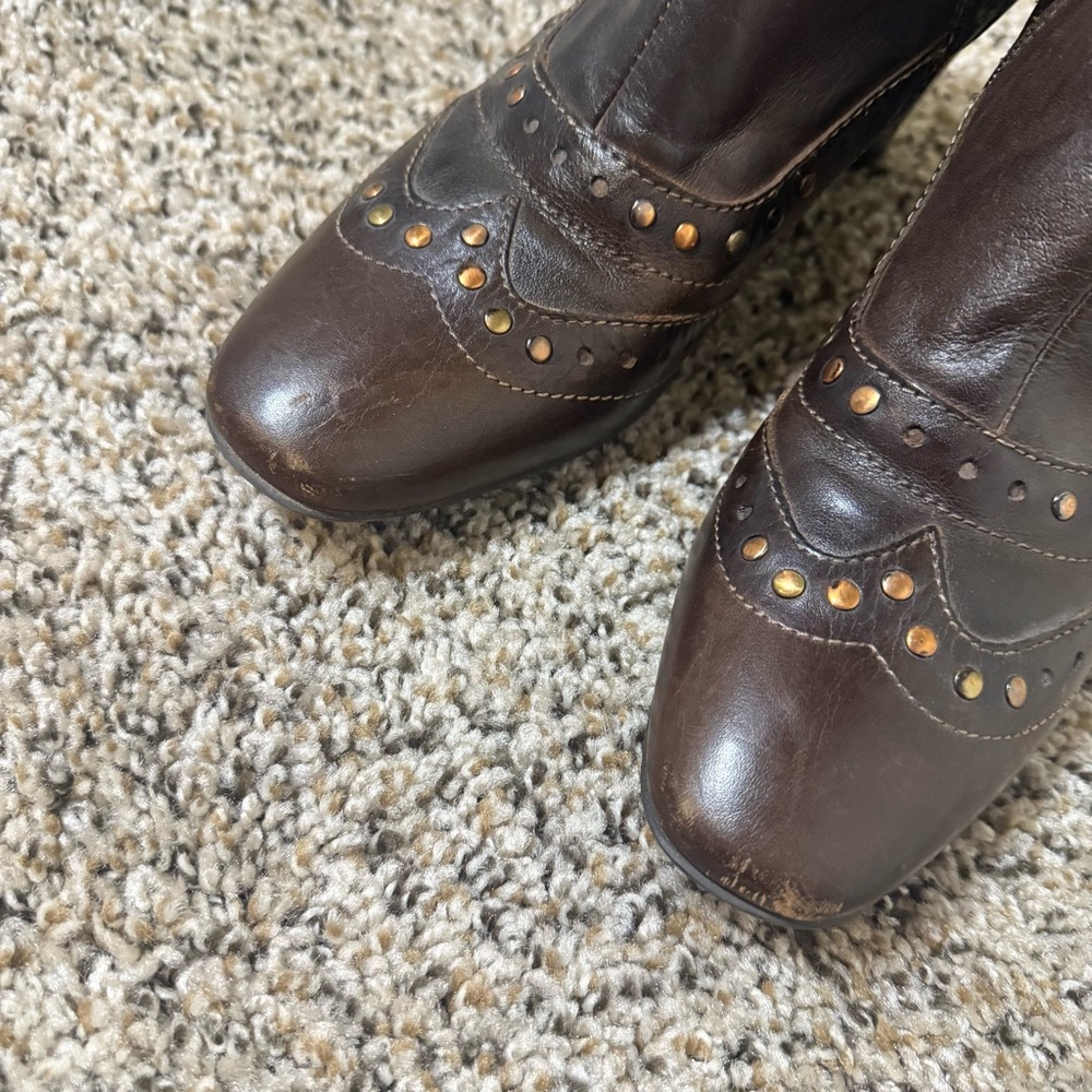 Sesto Meucci Brown Leather Italian Western Style Retro Ankle Boot Womens 7.5 - Picture 7 of 9